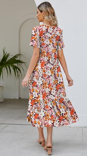 Jeqeocafy Summer Dresses for Women Flowy Maxi Sundress Short Sleeve Tiered Beach Dress with Pockets 2026 Vacation Travel - Image 4