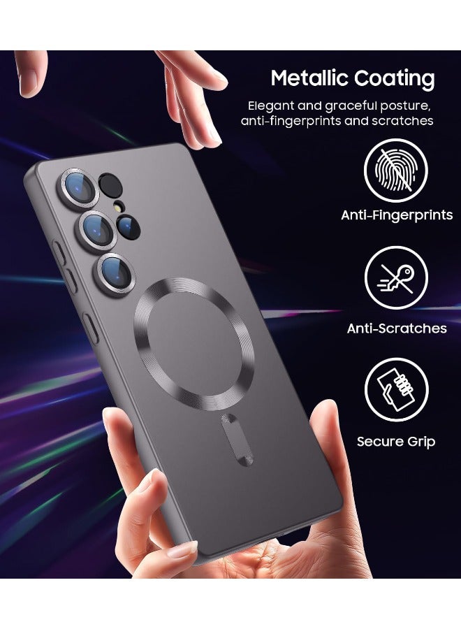 Magnetic Case for Samsung Galaxy S25 Ultra, [MagSafe Compatible][Built-in Camera Lens Protector][Light Slim] Soft Silicone Bumper Shockproof Matte Case Cover for Samsung Galaxy S25 Ultra 5G 6.9 inch, Grey - Image 4