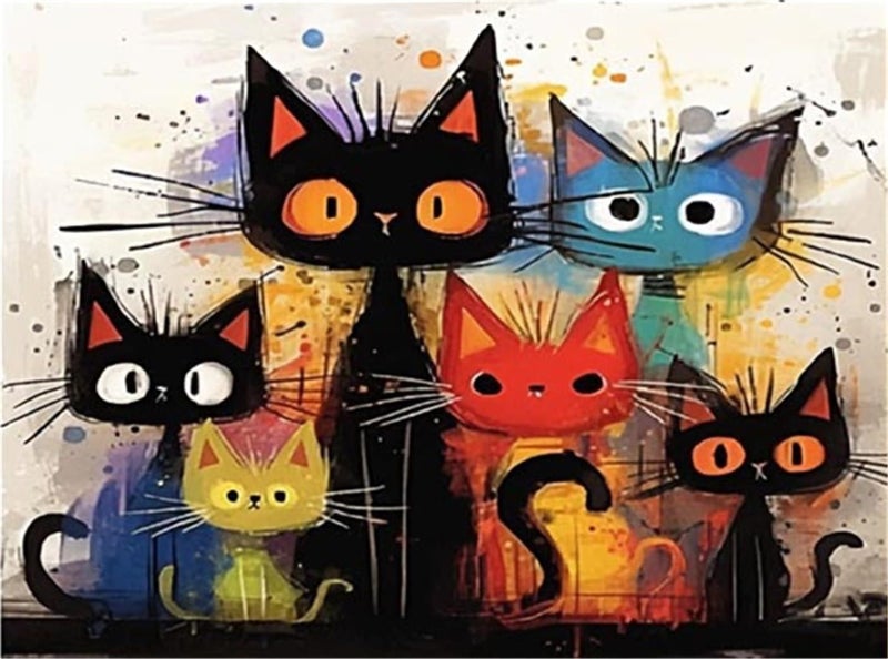 Hestarcul Cat Paint by Numbers Kits for Adults,Easy Adult Painting by Number on Canvas for Beginner, DIY Watercolor Painting for Gift Home Decor Relax. (cat) - Image 1