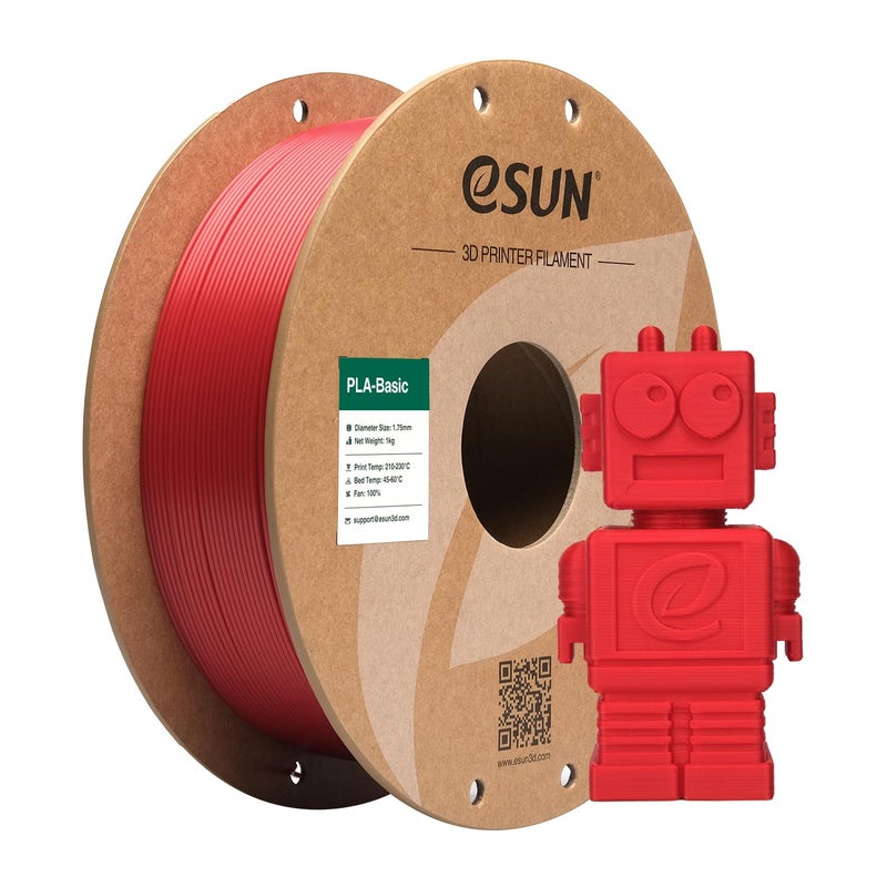 eSUN PLA Basic Filament 1.75mm, 3D Printer Filament High Speed PLA for Fast Printing, 1KG Spool (2.2 LBS) 3D Printing Filament for High Speed 3D Printers, Fire Engine Red - Image 1