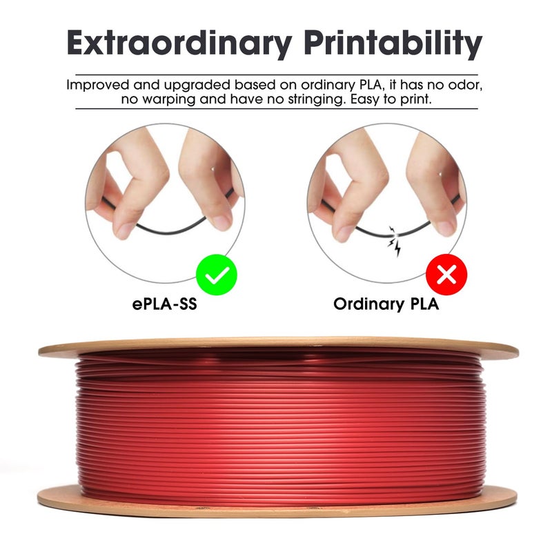 eSUN PLA Basic Filament 1.75mm, 3D Printer Filament High Speed PLA for Fast Printing, 1KG Spool (2.2 LBS) 3D Printing Filament for High Speed 3D Printers, Fire Engine Red - Image 3