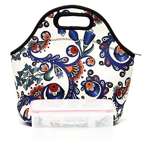 Chrysansmile Insulated Lunch Bag Neoprene Small Lunch Box for Women Soft Cooler Bag Flower Cute Lunch Tote for Work Outdoor Picnic - Image 5