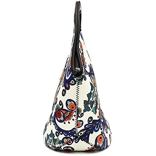 Chrysansmile Insulated Lunch Bag Neoprene Small Lunch Box for Women Soft Cooler Bag Flower Cute Lunch Tote for Work Outdoor Picnic - Image 3