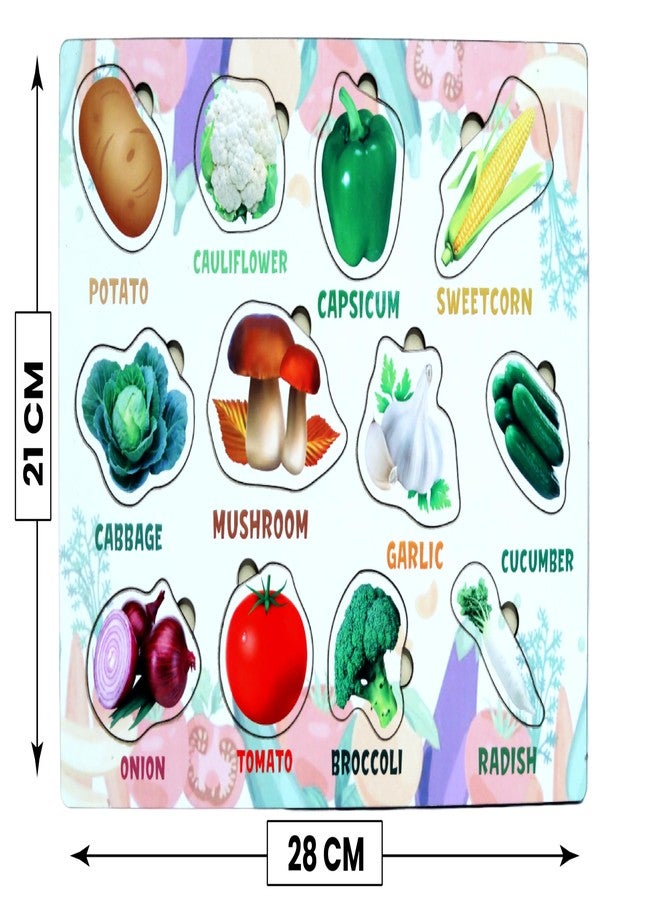 CRAFTICK Educational Vegetables Jigsaw Puzzles Game, Vegetable peg Board for Kids 2+ Years, Puzzle for Toddlers Preschoolers, 12 Piece Puzzles for Kids, Montessori Toys, Toy Gift for Boys and Girls - Image 4