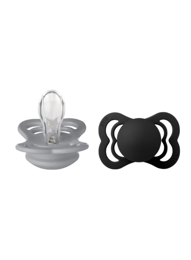 BIBS Pack of 2 Baby Pacifier Newborn Pacifiers, 0 To 6 Months Food Grade Material Natural Rubber Bpa Free Large Air Holes For More Safety Size - 1 Made In Denmark