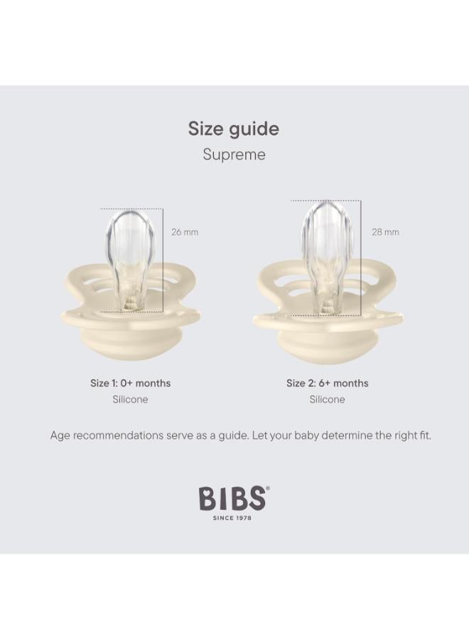 BIBS Pack of 2 Baby Pacifier Newborn Pacifiers, 0 To 6 Months Food Grade Material Natural Rubber Bpa Free Large Air Holes For More Safety Size - 1 Made In Denmark - Image 2