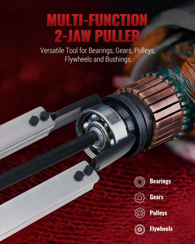 Reywoo Gear Puller Set, Adjustable 2 Jaw Bearing Puller, Pulley Puller, Flywheel Puller Kit with Extendable Arms and Reversible Jaws for Removing Bearings, Gears, Pulleys and Flywheels - Image 3