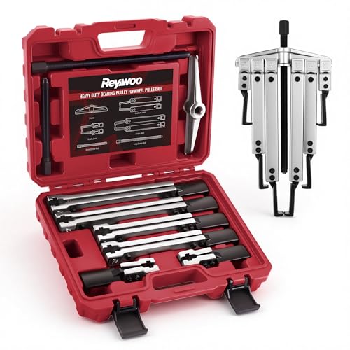 Reywoo Gear Puller Set, Adjustable 2 Jaw Bearing Puller, Pulley Puller, Flywheel Puller Kit with Extendable Arms and Reversible Jaws for Removing Bearings, Gears, Pulleys and Flywheels - Image 1