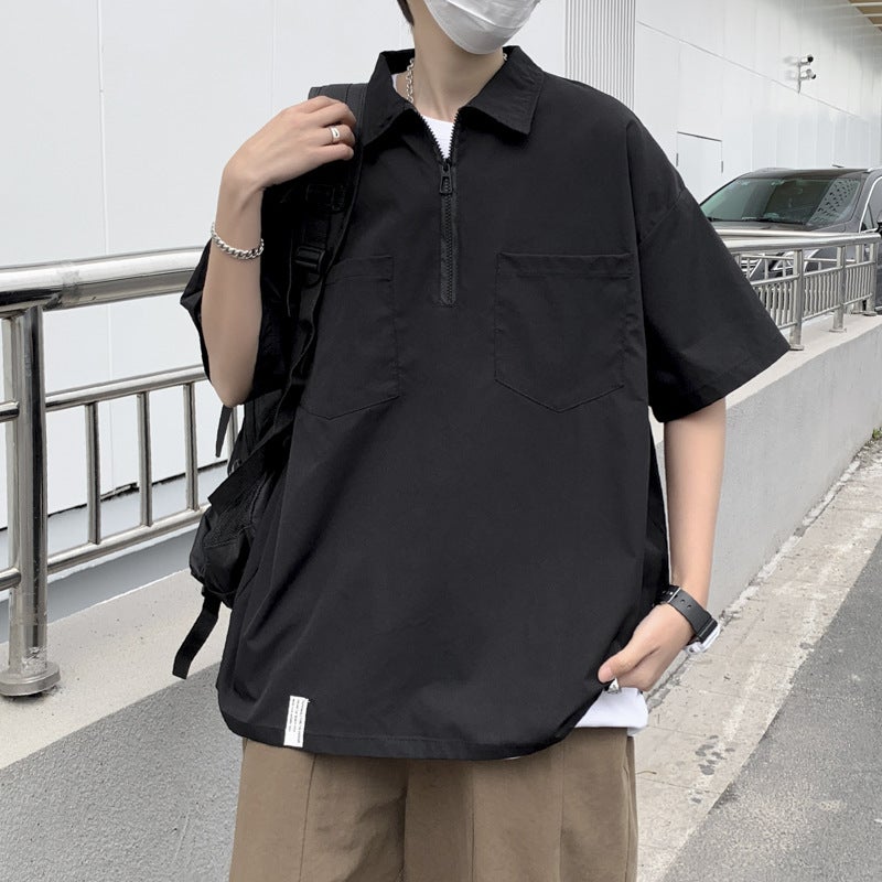 Workwear Short-Sleeved Shirt Men'S Handsome Summer Thin Loose Fashionable Plus Size Men'S Fat Men'S Half-Sleeved Shirt Jacket - Image 1
