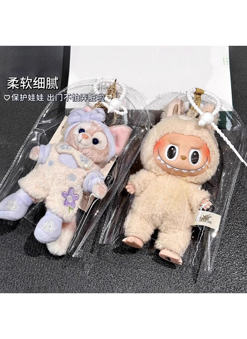 Generic Labubu Keychain Protective Cover Storage Bag Labubu Snaps One Pack White Keychain 