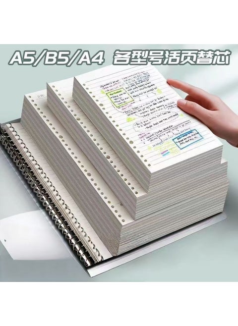 A5 B5 Refillable Notebook Paper Thick Blank/Grid/Lined A4 [100 grid sheets]