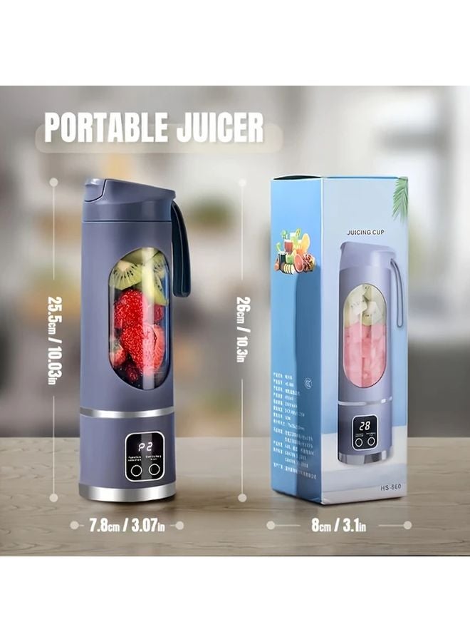 Green Portable USB Rechargeable Mini Electric Juicer Digital Display 3 Speeds - Image 3