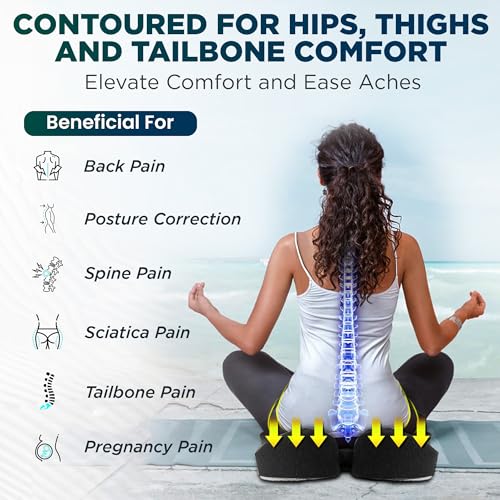 Dr Trust USA 396 Orthopedic Coccyx Seat Cushion for Tailbone, Hip, Thigh, Sciatica & Lower Back Pain Relief, Ergonomic Memory Foam Contoured Cushion for Car, Office & Home Chair Sitting, Up to 100 Kg - Image 2