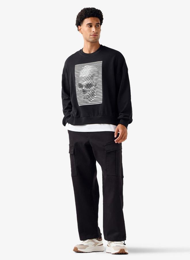 سبلاش فيڤ سويت شيرت رجالي كبير بطبعة جرافيك - Image 2