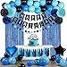 YGBMDZ Blue and Black Happy Birthday Party Decorations kit for Boys Men Women with Happy Birthday Banner Fringe CurtainFoil BalloonsCake Topper for birthday decor blue black - Image 3