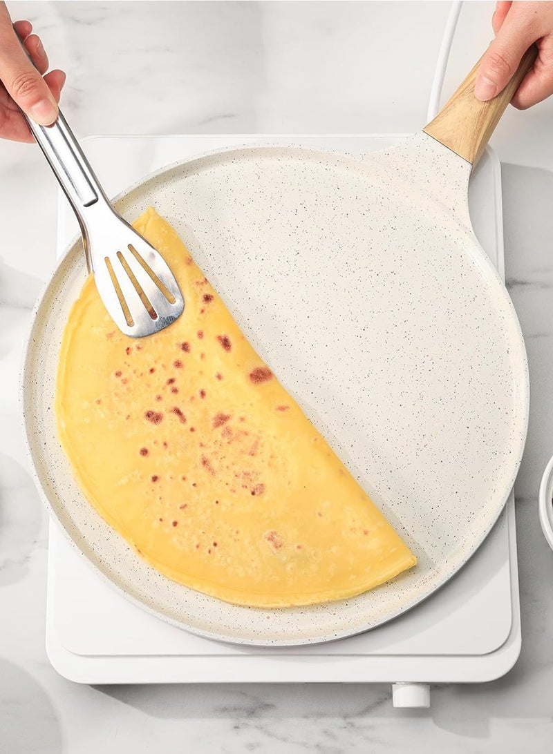 لوبيتيز غير عصا مقلاة ، مقلاة ، أبيض ، 10 بوصة ، الطبيعية السيراميك المغلفة عموم الخبز مع الناشر ، مقلاة مع مقبض بارد ، يمكن أن تستخدم في البيض المقلي ، متوافق مع مجموعة متنوعة من المواقد ، مواقد الغاز ، النار المفتوحة ، وغيرها من الأطعمة المقلية زلابية الطبخ - Image 1