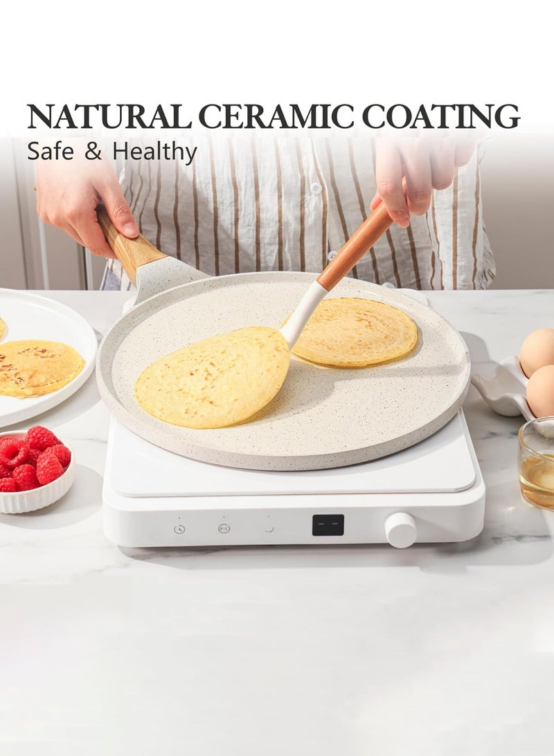 لوبيتيز غير عصا مقلاة ، مقلاة ، أبيض ، 10 بوصة ، الطبيعية السيراميك المغلفة عموم الخبز مع الناشر ، مقلاة مع مقبض بارد ، يمكن أن تستخدم في البيض المقلي ، متوافق مع مجموعة متنوعة من المواقد ، مواقد الغاز ، النار المفتوحة ، وغيرها من الأطعمة المقلية زلابية الطبخ - Image 4