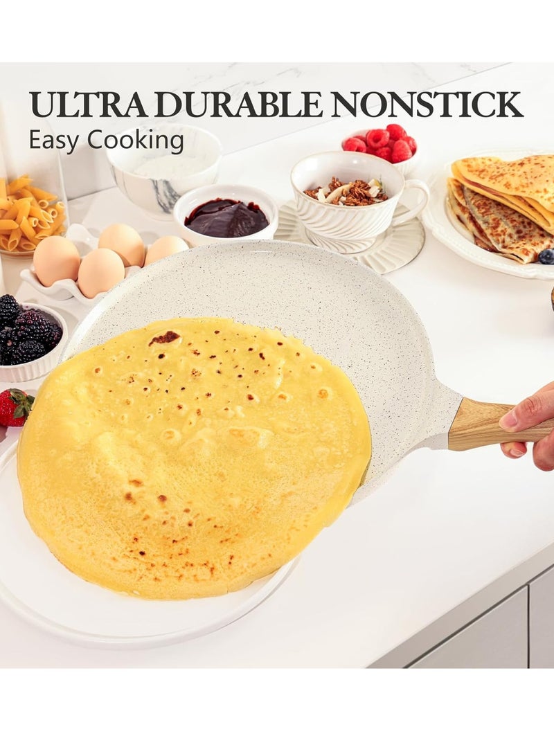 لوبيتيز غير عصا مقلاة ، مقلاة ، أبيض ، 10 بوصة ، الطبيعية السيراميك المغلفة عموم الخبز مع الناشر ، مقلاة مع مقبض بارد ، يمكن أن تستخدم في البيض المقلي ، متوافق مع مجموعة متنوعة من المواقد ، مواقد الغاز ، النار المفتوحة ، وغيرها من الأطعمة المقلية زلابية الطبخ - Image 5