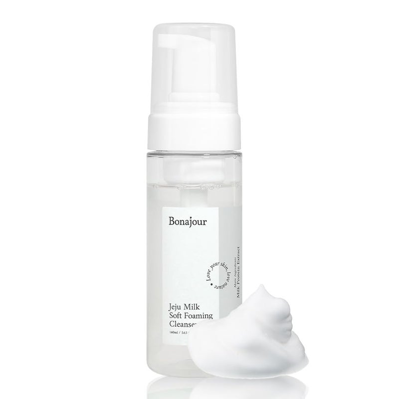 BONAJOUR [BONAJOUR] Jeju Milk Soft Foaming Low pH Cleanser, Natural Face Wash For sensitive skin for Daily Face Washing 5.3 Fl. Oz - Image 1