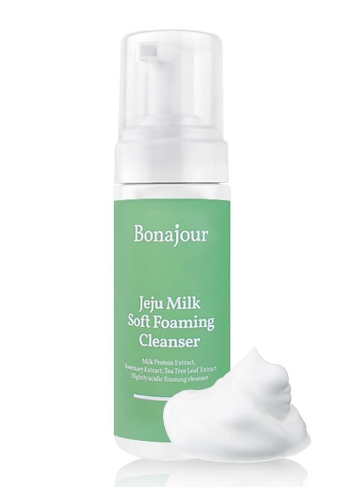 BONAJOUR BONAJOUR Jeju Milk Soft Foaming Low pH Cleanser, Natural Face Wash For sensitive skin for Daily Face Washing 5.3 Fl. Oz  - Image 1