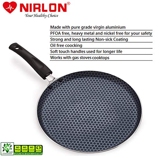 Nirlon Honeycomb Non Stick Gas Stove Compatible Aluminium Flat Dosa Tawa 26cm[Honeycomb_Flat Tawa 26cm] - Image 2