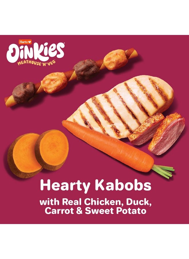 هارتز مكافآت Oinkies Meathouse'N'Veg Hearty Kabobs للكلاب مع الدجاج الحقيقي والبط والجزر والبطاطا الحلوة، تدوم طويلاً وسهلة الهضم، 18 قطعة  - Image 3