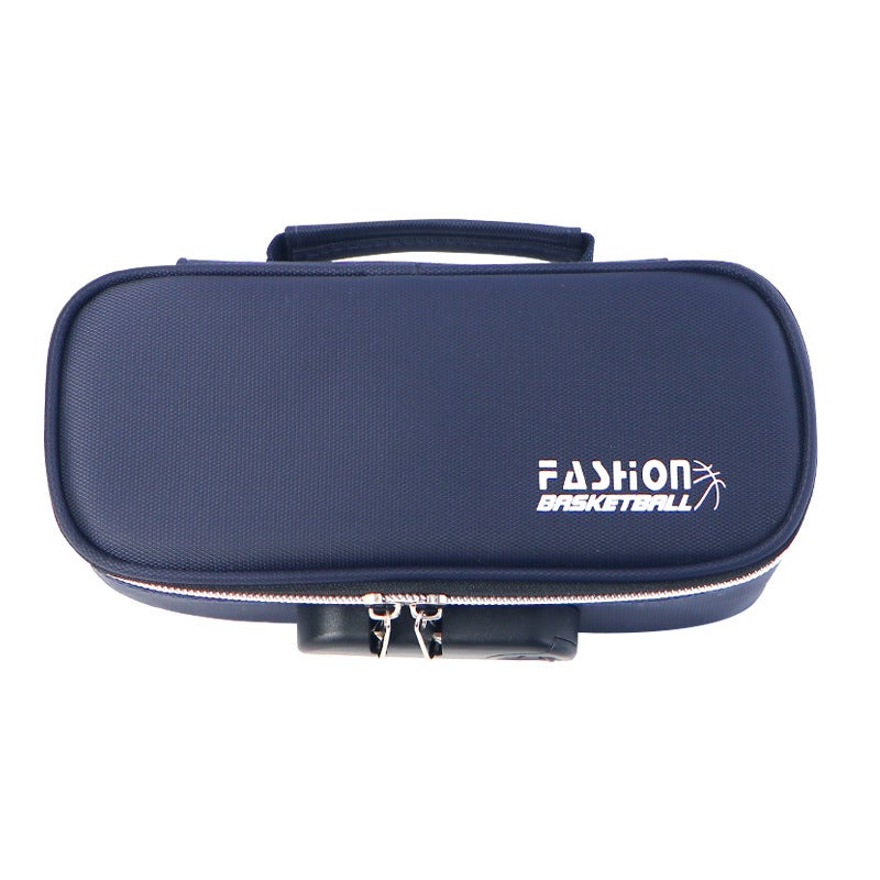 Extra Large Capacity Four Layer Multifunctional Pencil Bag with Password Lock for Students 6559 sapphire blue