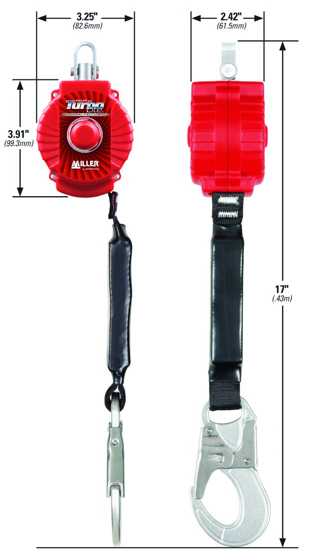 Miller by Honeywell TurboLite 6-Foot Personal Fall Limiter with Unit End Steel Carabiner & Lanyard End Steel Locking Snap Hook (MFL-1-Z7/6FT), Red - Image 3