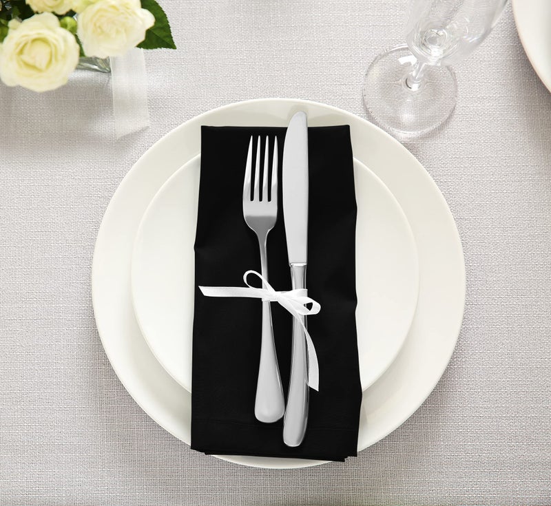 يوتوبيا كيتشين يوتوبيا المطبخ مناديل القماش الأسود [12 حزمة 20x20 بوصة] مزيج القطن قابل للغسل وقابل لإعادة الاستخدام مناديل عشاء الجدول القابلة لإعادة الاستخدام - Image 5