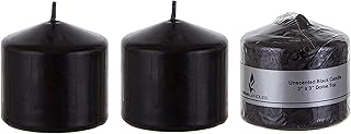 MEGA CANDLES Mega Candles 3 pcs Unscented Black Round Pillar Candle, Pressed Premium Wax Candles 3 Inch x 3 Inch, Home - Image 1
