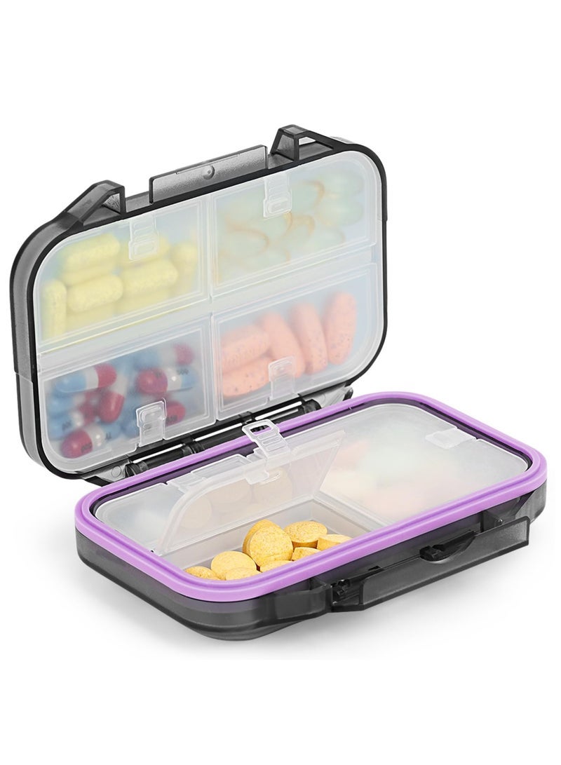 general Pill Organizer, Daily Pill Case with 7 Compartments, Travel Portable Pill Box for Pocket Purse, Weekly Pill Case Organizer for Medicine Vitamin Holder Container - Airtight & Moistureproof, Black - Image 1