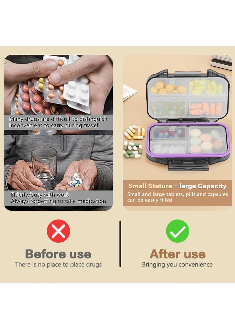 general Pill Organizer, Daily Pill Case with 7 Compartments, Travel Portable Pill Box for Pocket Purse, Weekly Pill Case Organizer for Medicine Vitamin Holder Container - Airtight & Moistureproof, Black - Image 4