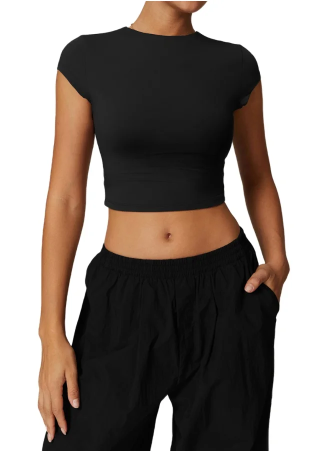 كون.يوغا Womens Crop Top Short Sleeves