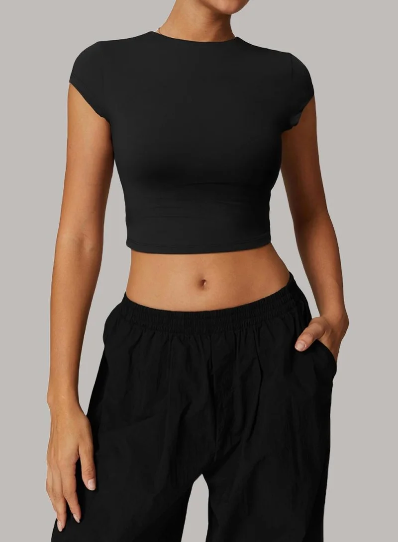 Womens Crop Top Short Sleeves