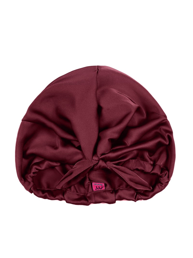 Manetain Knotty Cap Maroon | Satin Hair Cap for Sleeping & Frizz Control | Silk‑Soft Bonnet for Curly & Wavy Hair | Adjustable Sleeping Cap for Women | Satin Bonnet for Night‑Time Hair Protection - Image 4