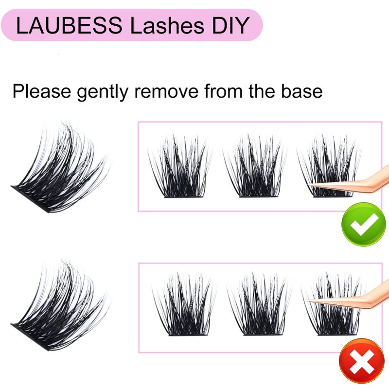 LAUBESS Lash Clusters 9-16mm 72pcs Individual Lashes D Curl Cluster Lashes Mixed Length Eyelash Clusters DIY Lash Extension Kit Cluster Eyelash Extensions (03-0.07D, 9-16mm) - Image 3