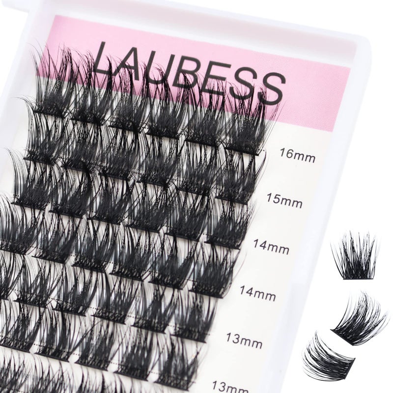 LAUBESS Lash Clusters 9-16mm 72pcs Individual Lashes D Curl Cluster Lashes Mixed Length Eyelash Clusters DIY Lash Extension Kit Cluster Eyelash Extensions (03-0.07D, 9-16mm) - Image 1