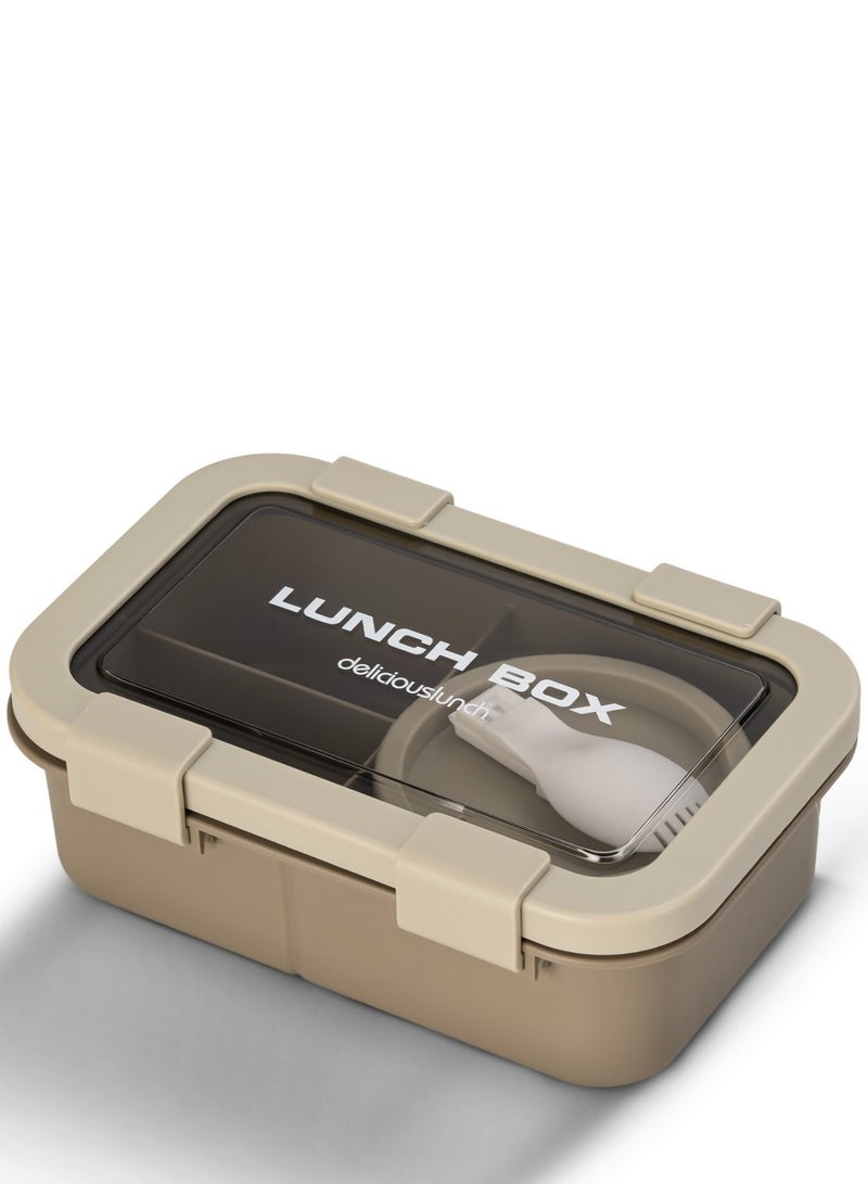 BAYBEE Kids Lunch Box for School with Spoon | Leak-Proof Tiffin Box for Boys & Girls | Bento Lunch box for Children & Women | 4 Compartment Lunch Box for Kids, Babies | Tiffin Box for School Grey - Image 1