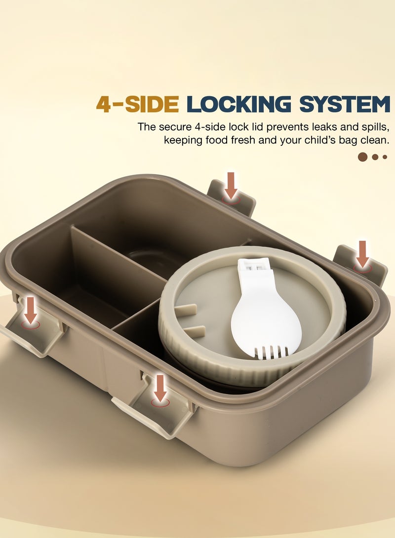 BAYBEE Kids Lunch Box for School with Spoon | Leak-Proof Tiffin Box for Boys & Girls | Bento Lunch box for Children & Women | 4 Compartment Lunch Box for Kids, Babies | Tiffin Box for School Grey - Image 5