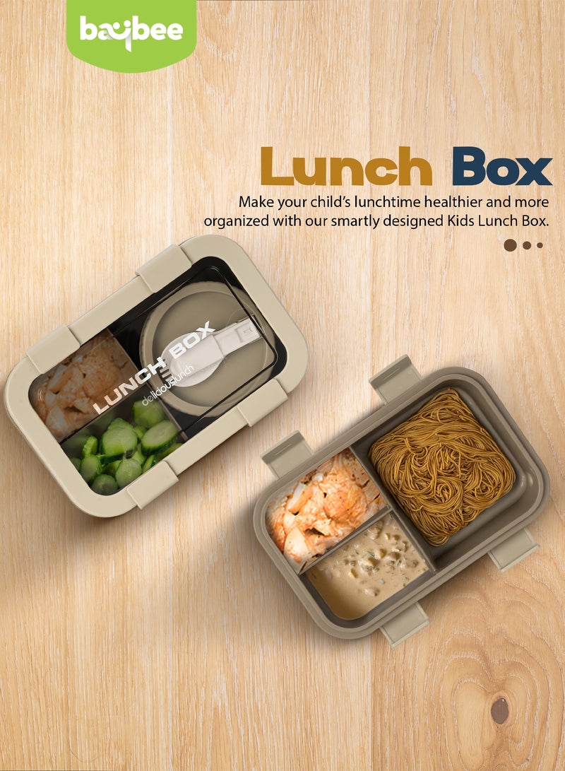 BAYBEE Kids Lunch Box for School with Spoon | Leak-Proof Tiffin Box for Boys & Girls | Bento Lunch box for Children & Women | 4 Compartment Lunch Box for Kids, Babies | Tiffin Box for School Grey - Image 4