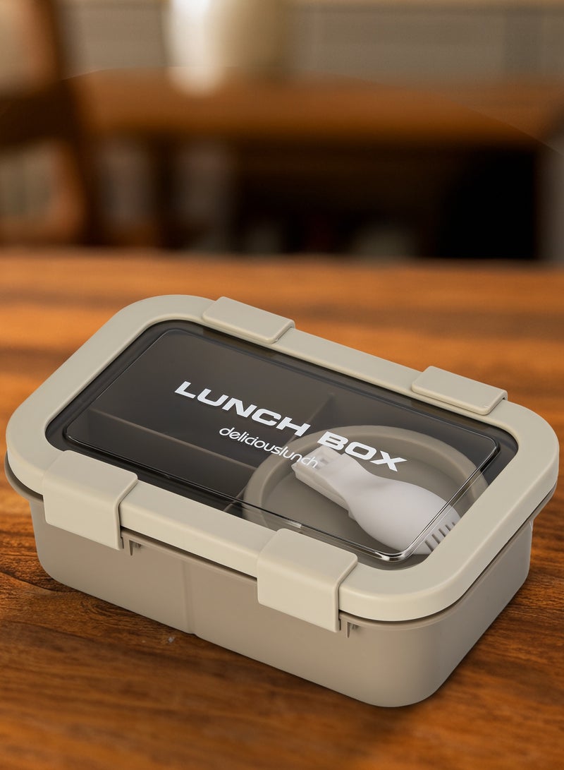 BAYBEE Kids Lunch Box for School with Spoon | Leak-Proof Tiffin Box for Boys & Girls | Bento Lunch box for Children & Women | 4 Compartment Lunch Box for Kids, Babies | Tiffin Box for School Grey - Image 2