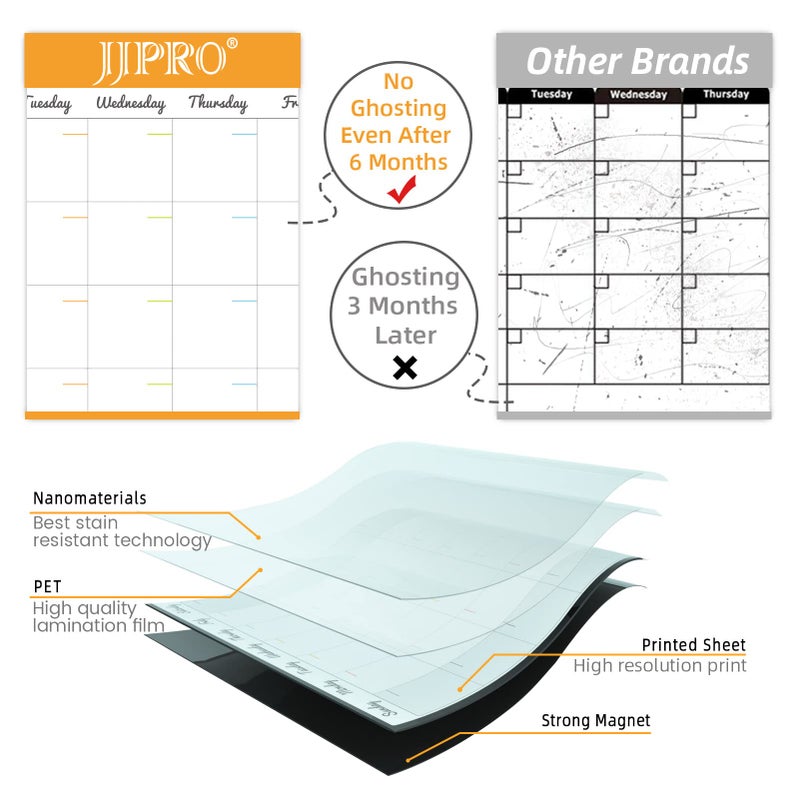 JJPRO Magnetic Dry Erase Monthly Calendar and Weekly Whiteboard for Fridge-Monthly Planner,Weekly Dry Erase Board for Refrigerators,One Bonus Notepad/to Do/Grocery List - Image 3