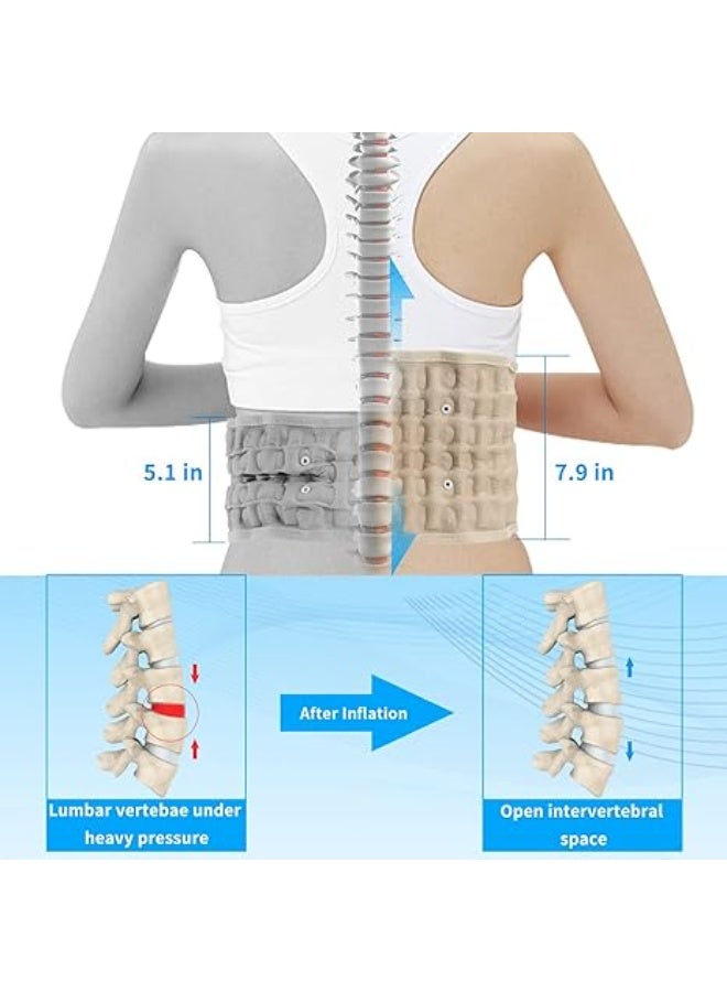 Decompression Back Belt - Lumbar Support Belt for Men & Women Lower Back Pain Relief, Back Traction Device Fits Waist Size 29-49 Inches (Beige) - Image 3