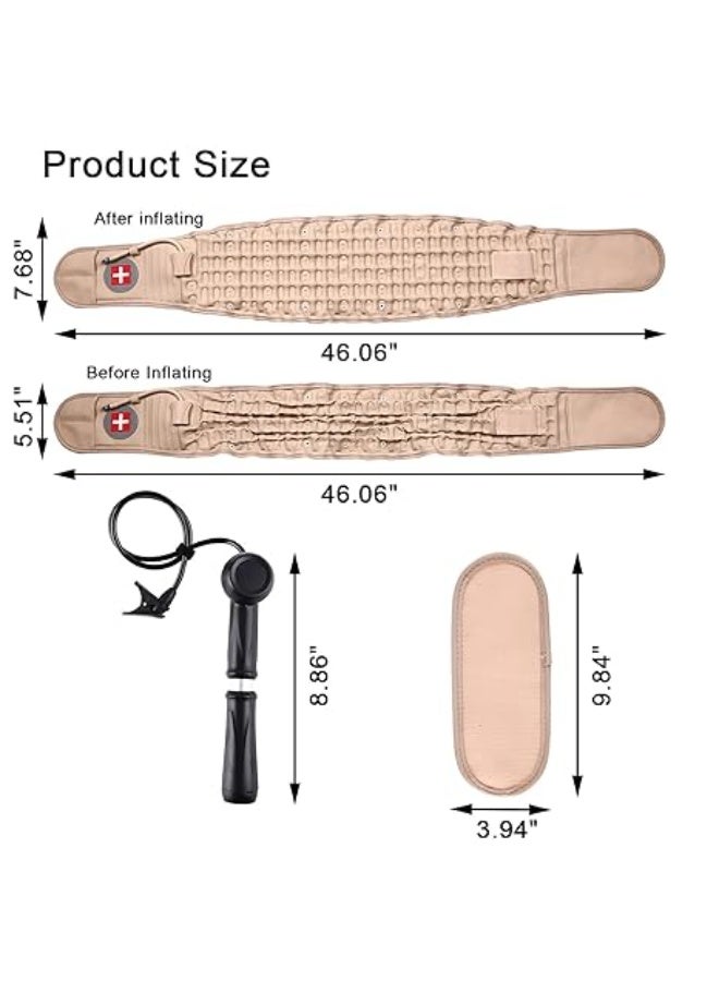 Decompression Back Belt - Lumbar Support Belt for Men & Women Lower Back Pain Relief, Back Traction Device Fits Waist Size 29-49 Inches (Beige) - Image 5