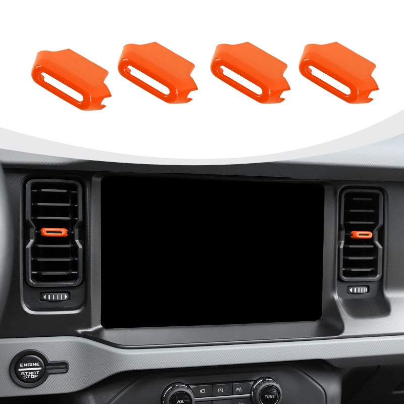 RAZPOY for Bronco Air Conditioning Outlet Adjustment Trim 4PCS Central Control Air Outlet Vent Cover Compatible with 20212026 Ford Bronco Interior Accessories Orange - Image 2