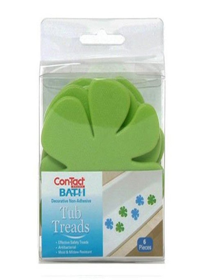 Con-Tact Brand Pack of Six Non-Adhesive Tub Treads, Green Glow Flowers, 4.25" x 3.75"