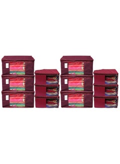 Kuber Industries Kuber Industries Non-Woven Non Woven Cloth Wardrobe Organizer Set|6 Piece Saree Cover|6 Pieces Blouse Cover Combo Set|Pack of 12 (Maroon) -Ctktc038402  - Image 1