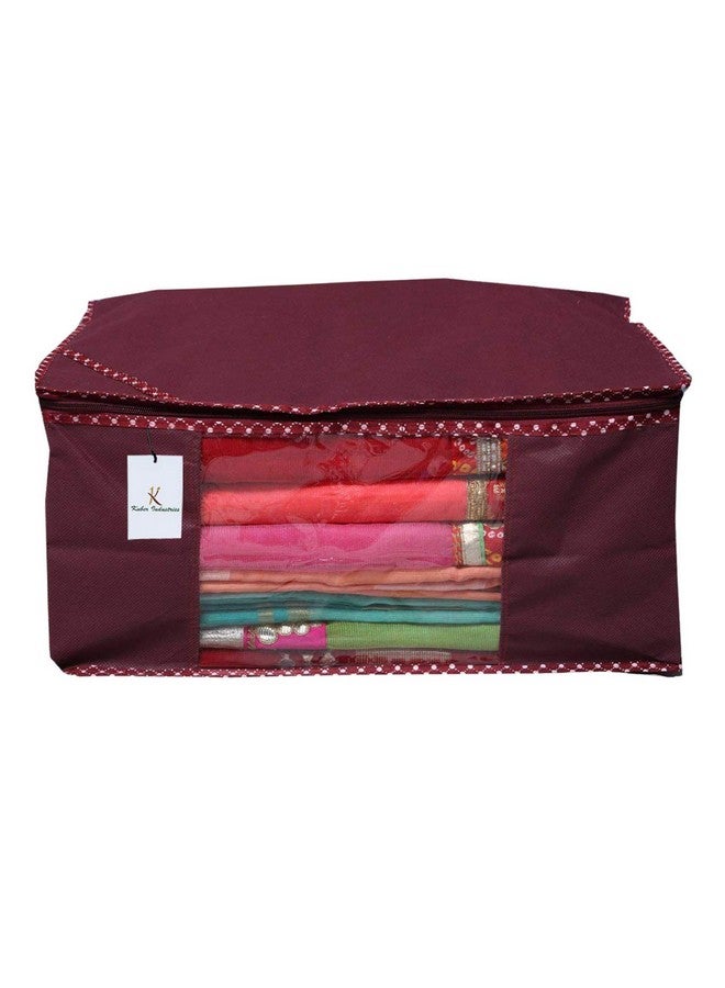 Kuber Industries Non-Woven Non Woven Cloth Wardrobe Organizer Set|6 Piece Saree Cover|6 Pieces Blouse Cover Combo Set|Pack of 12 (Maroon) -Ctktc038402 - Image 4