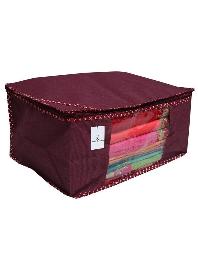 Kuber Industries Non-Woven Non Woven Cloth Wardrobe Organizer Set|6 Piece Saree Cover|6 Pieces Blouse Cover Combo Set|Pack of 12 (Maroon) -Ctktc038402 - Image 3