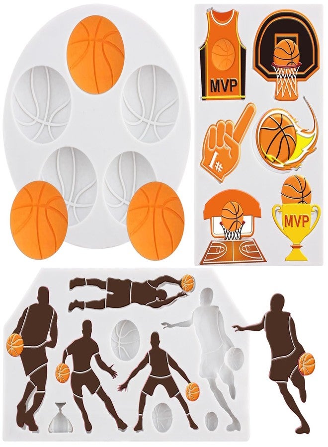 FCKEMLDS Ball Silicone Molds Basketball Sports Theme Fondant Molds Set of 3 Pink Silicone Irregular Shape Cake Molds for Chocolate Candy Gum Paste Cupcake Topper Polymer Clay - Image 1